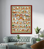 Hanuman Chalisa Hanging Canvas Painting (Multicolour, 35x26 Inches) Religious Wall Decor for Pooja Ghar/Home/Office/Living Room/Temple | Journey of Hanuman | Vastu Dosh Rectification