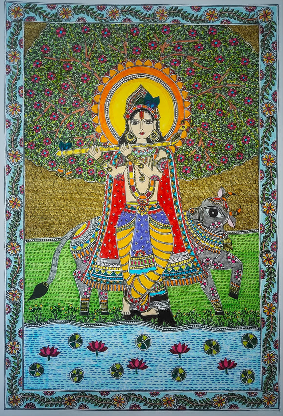 MADHUBANI PAINTING KRISHNA