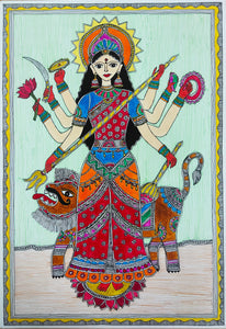 MADHUBANI PAINTING DURGA JI