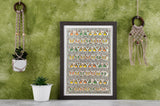 Birds and bees pattern, Godna peacock, Madhubani painting