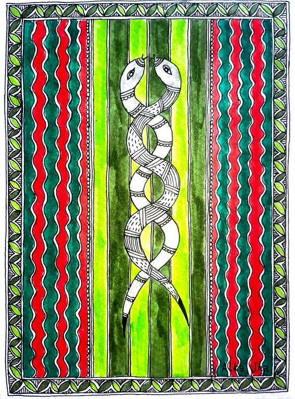 ENTWINED SNAKES GREEN & RED