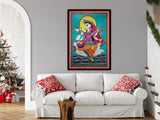 Madhubani Painting, Hindu Goddess Wall Art, Saraswati (PDF Download) (Copy)