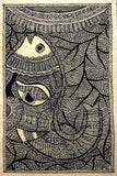 Mithila Art Elephant Fish Illusion Painting, Indian Folk Art, Handmade