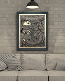 Mithila Art Elephant Fish Illusion Painting, Indian Folk Art, Handmade