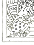 Hand Drawn Madhubani Peacock Painting, Folk Art Coloring Page (Digital Download)