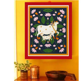 Pichwai Cow Painting - Lotus Pond Indian Folk Art (Digital)