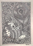Hand Drawn Madhubani Bird Painting, Mithila Folk Art, original painting