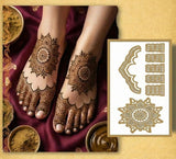 Bridal Mehndi Stencil for  feet, Peacock, Lotus, Elephant Motifs, Reusable, Wedding Dulhan Design