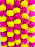 Artificial Marigold Fluffy Flowers Garlands for Decoration, phoolmala, diwali decor, temple decor, wedding decor, south asian flower garland