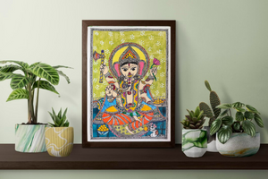 Handmade Madhubani Painting Ganesha, Folk Art, Living Room Painting, Housewarming Gift, Made to Order, Indian Art, Original Art