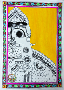 GANESHA HANDMADE MADHUBANI ARTWORK ON HANDMADE PAPER