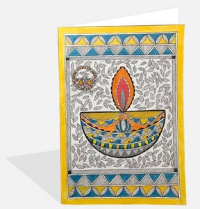 DIWALI LAMP GREETING CARD . HAND PAINTED