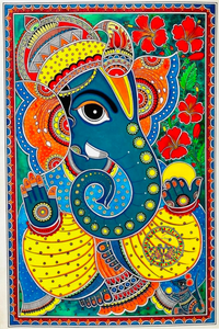 COLORFUL GANESHA PAINTING ON HANDMADE PAPER