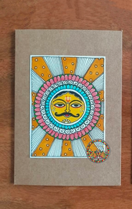 HAND PAINTED MADHUBANI SURYA CARD HANDMADE CARDS