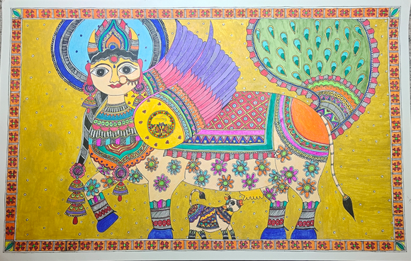 KAAMDHENU in Madhubani painting