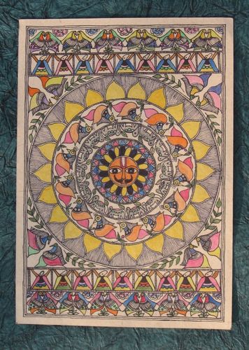 Hindu Sun God SURYA madhubani painting