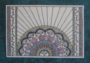 hindu SUN god  Surya madhubani painting