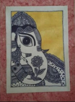 MADHUBANI PAINTING GANESHA / lord Ganesha / housewarming gift / ethnic indian art / mithila art