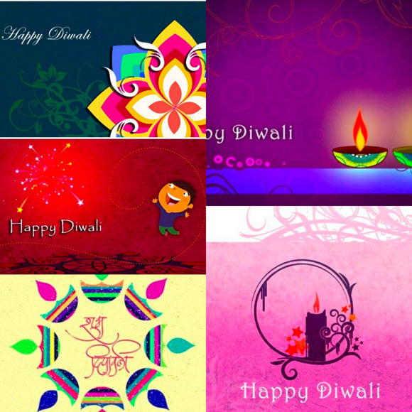 Set of 5 Diwali printable cards . Pdf download. DIY