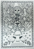 Madhubani painting on handmade Paper DIY hand drawn painting