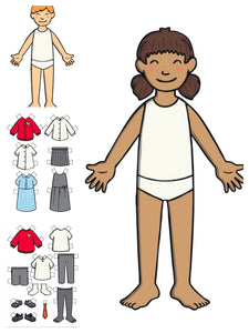 GETTING DRESSED FOR SCHOOL PAPER DOLLS . PDF DOWNLOAD ONLY.