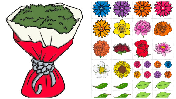 MOTHERS DAY FLOWERS BOUQUET COLORED. PDF DOCUMENT ONLY