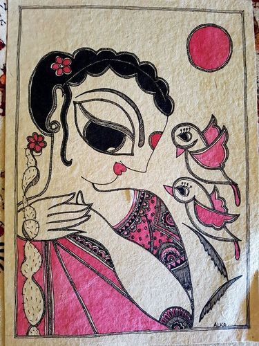 MADHUBANI PAINTING LADY / mithila art