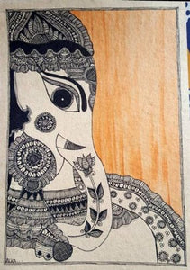 MADHUBANI PAINTING GANESHA / lord Ganesha / housewarming gift / ethnic indian art / mithila art