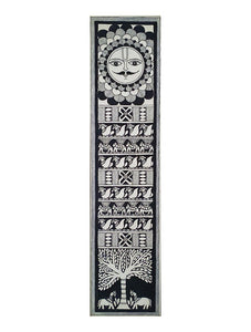 Black and white Handmade Madhubani Artwork on handmade Paper