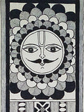 Black and white Handmade Madhubani Artwork on handmade Paper