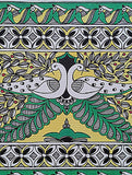 Spring Mood Green-Multicolor Handmade Madhubani Artwork on handmade Paper