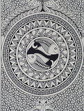 Black Handmade Nature in Grays Madhubani Artwork on handmade Paper