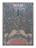 peacocks and lotus Madhubani Artwork on handmade Paper