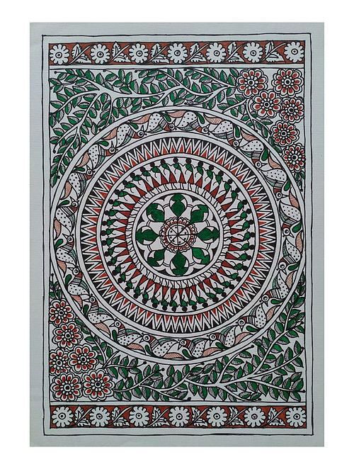 Madhu Saura Kalam Multicolor Handmade Madhubani Artwork on handmade Paper