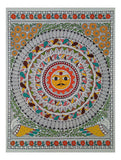 Creator and the Creation Multicolor Handmade Madhubani Artwork on handmade Paper